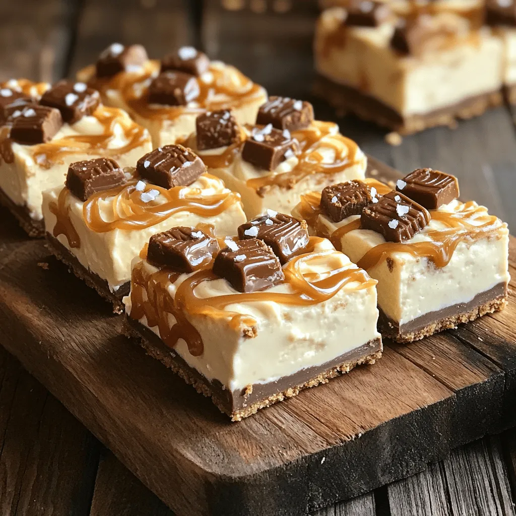 No-Bake Snickers Cheesecake Bars Leckere Süßigkeit