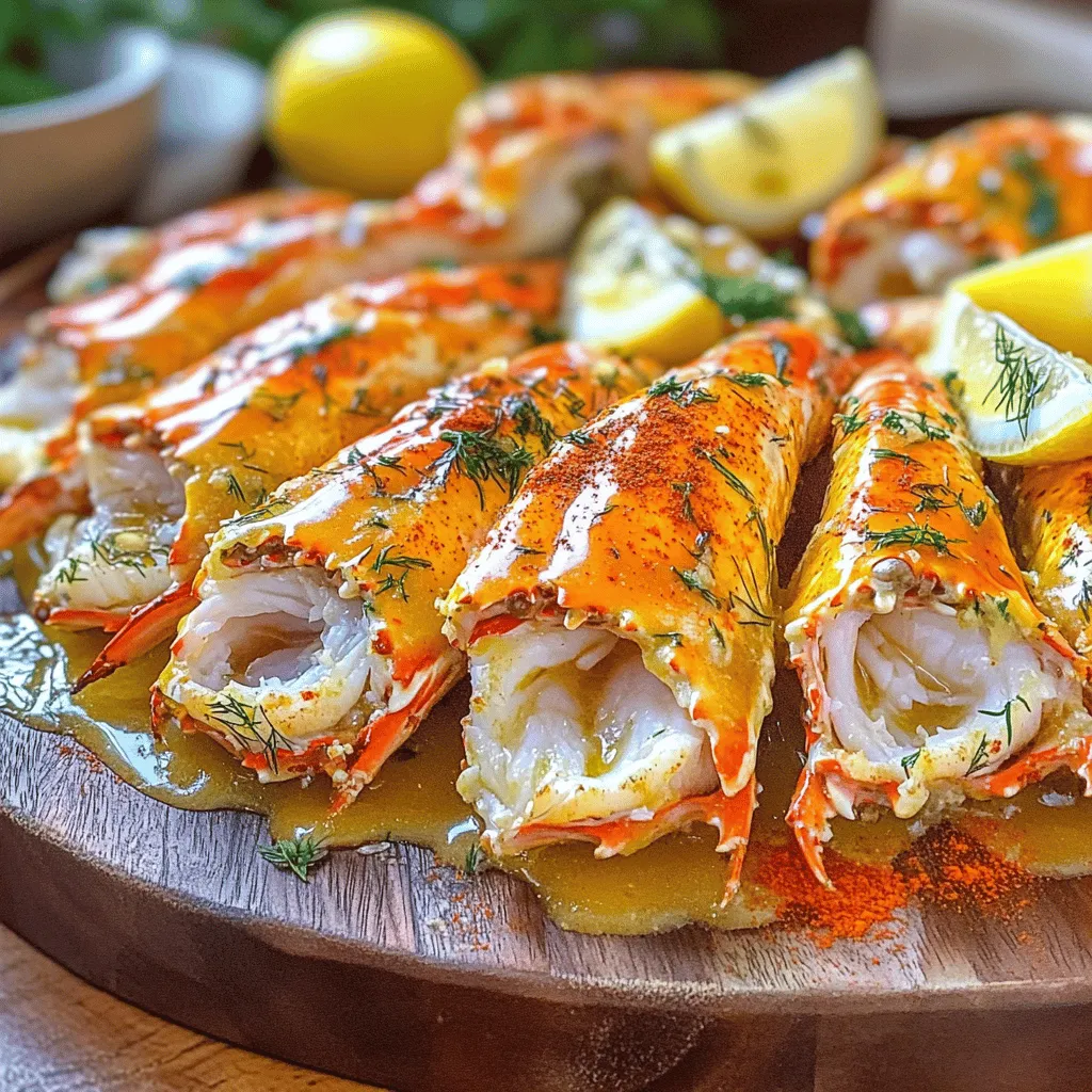 Für die hausgemachten gebackenen Krabbenbeine in Buttersauce benötigst du folgende Zutaten: - 1 kg frische Krabbenbeine - 100 g Butter - 3 Knoblauchzehen, fein gehackt - 1 Zitrone, Saft und Zesten - 1 TL Paprika (geräuchert für mehr Geschmack) - 1 TL frischer Dill, gehackt (oder ½ TL getrocknet) - Salz und Pfeffer nach Geschmack - Frische Petersilie zum Garnieren