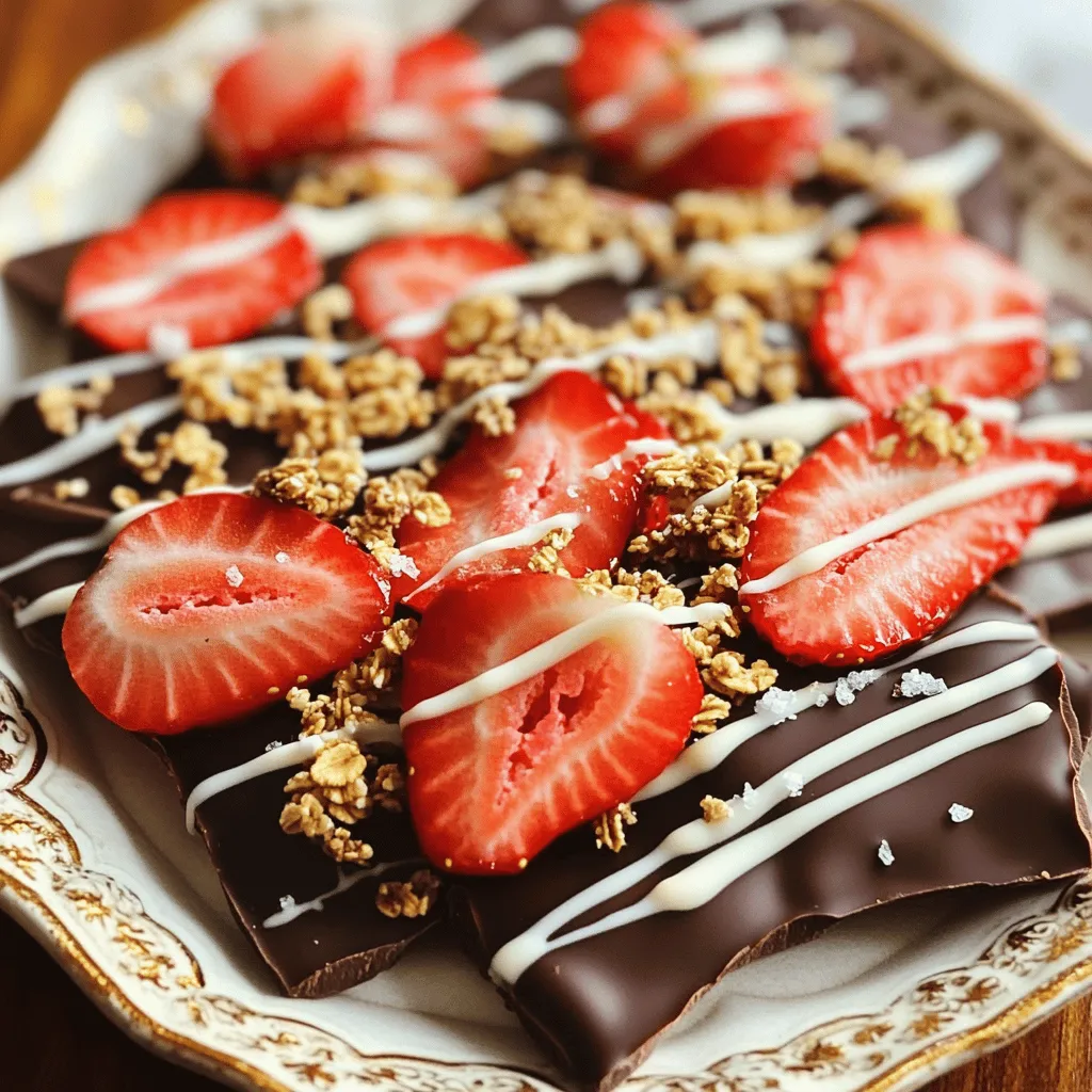 Schokoladenüberzogene Erdbeer-Bark Köstliche Leckerei