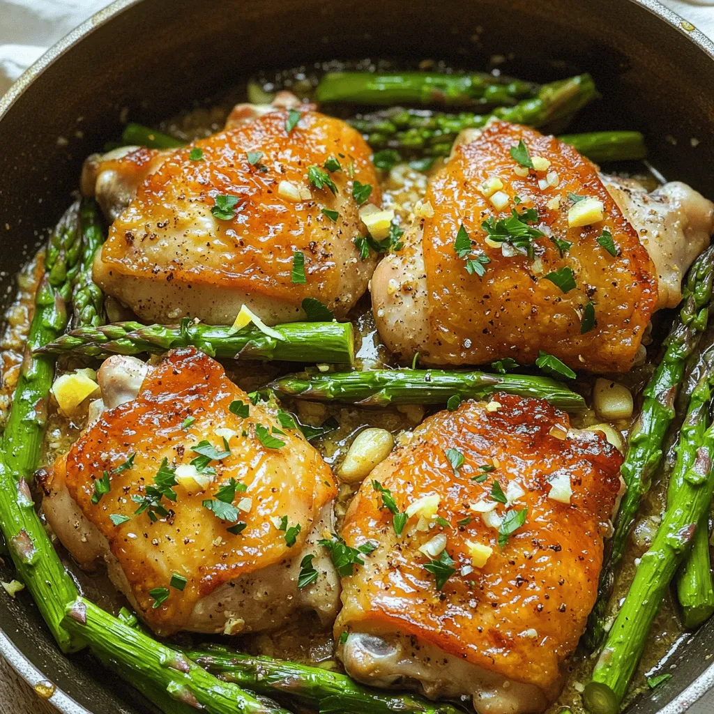 Einfaches One-Pan Garlic Chicken und Spargel Rezept