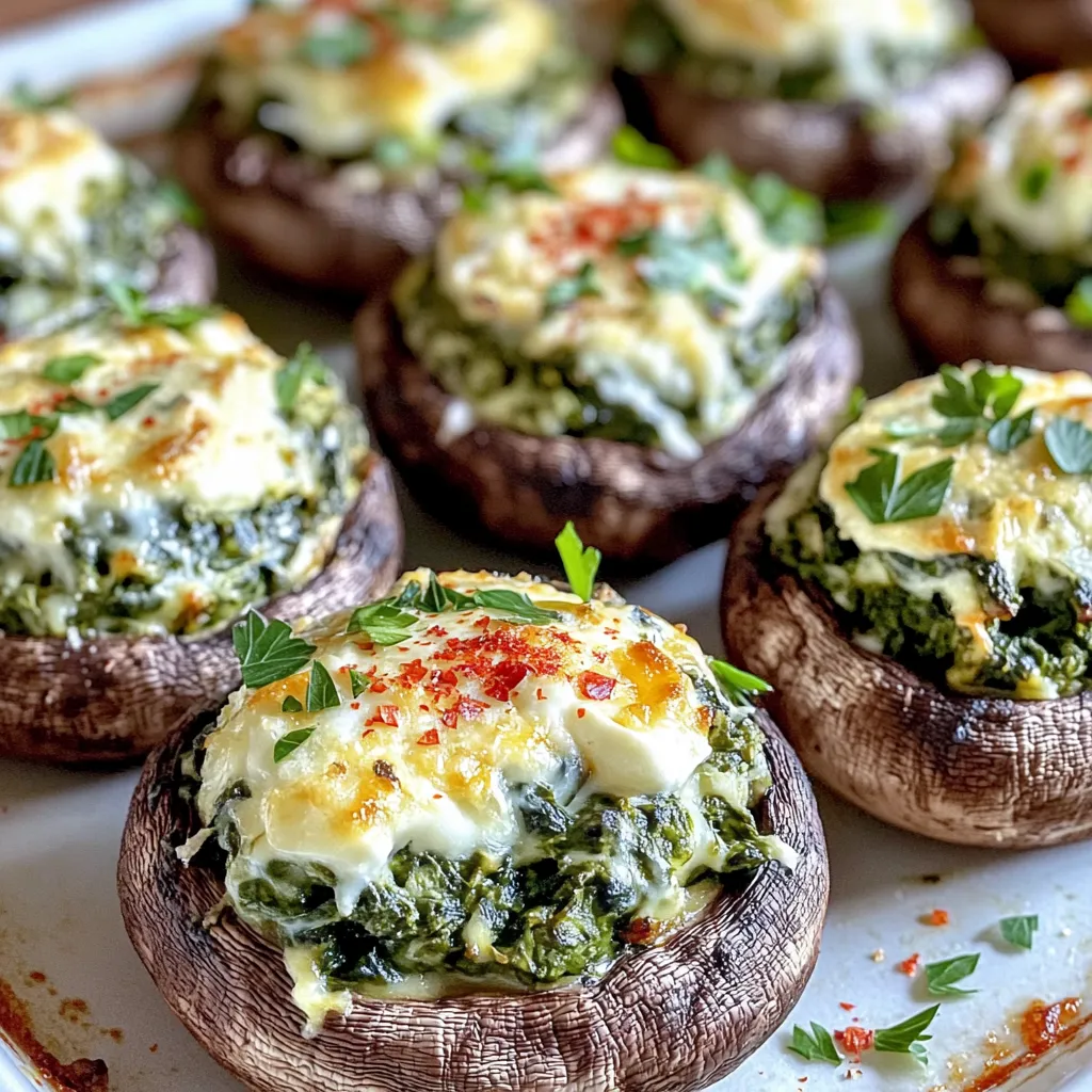 Creamy Spinach Parmesan Stuffed Mushrooms Genussvoll