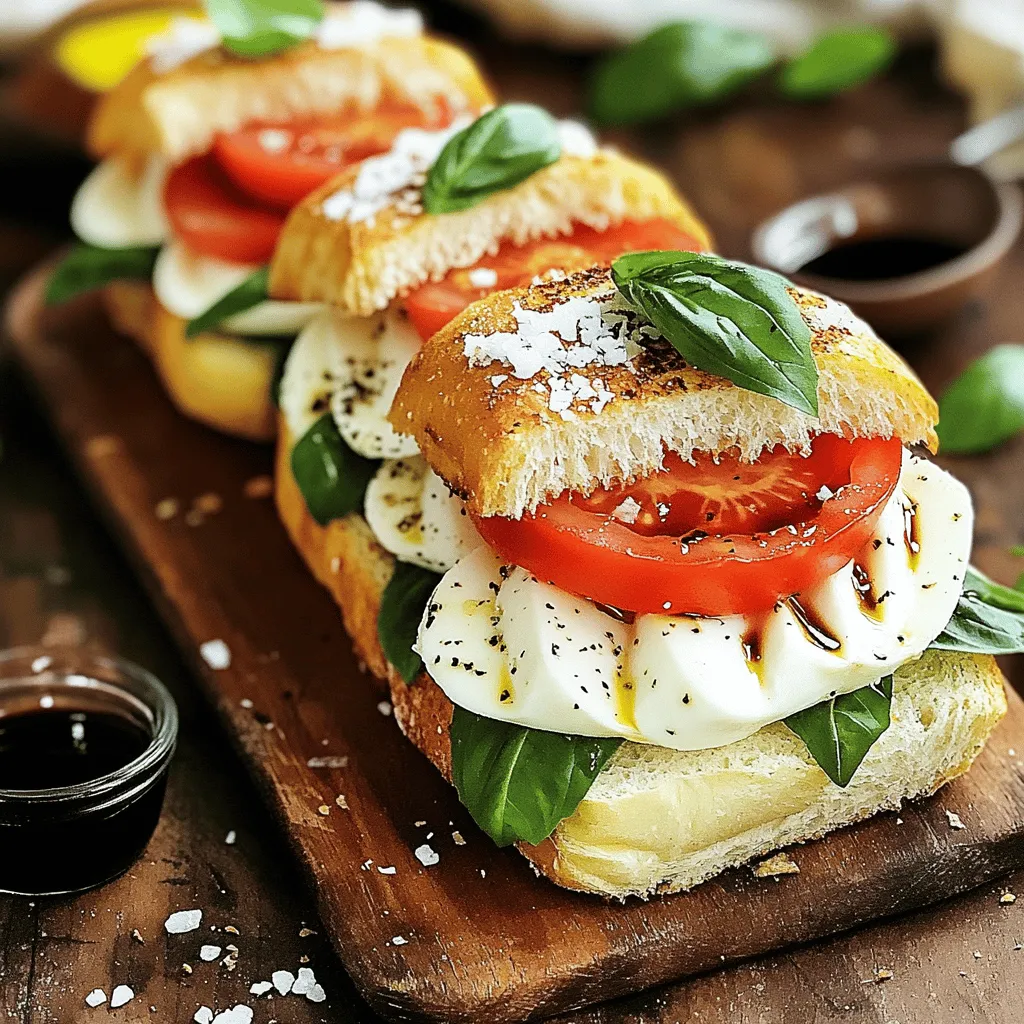 - 2 frische Ciabatta-Brötchen - 200 g Büffelmozzarella, in Scheiben - 2 große Tomaten, in Scheiben - 1 Handvoll frisches Basilikum