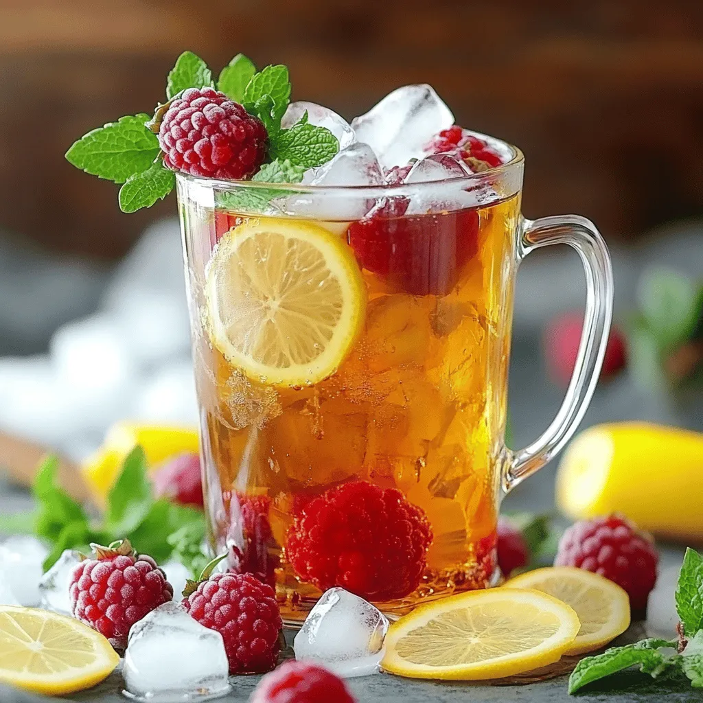 Um diesen köstlichen Earl Grey Himbeer-Eistee zuzubereiten, brauchst du einige einfache Zutaten. Du benötigst 4 Earl Grey Teebeutel, 4 Tassen Wasser, ½ Tasse frische Himbeeren, ¼ Tasse Honig oder Agavensirup, 1 Zitrone, Eiswürfel und frische Minze zur Garnierung. Diese Zutaten machen deinen Eistee frisch und fruchtig.