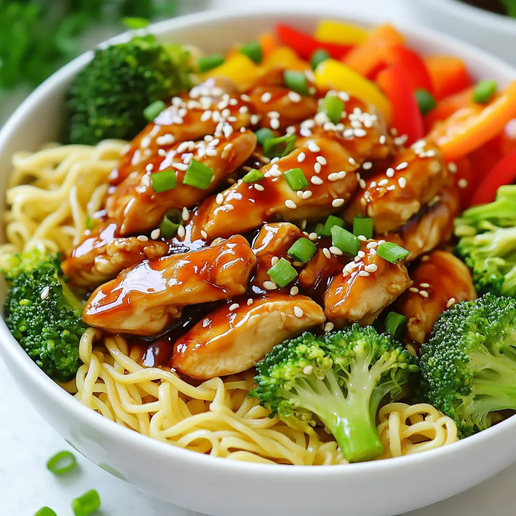 Süße Teriyaki-Hühnchen-Nudeln Schnelles und Einfaches Rezept