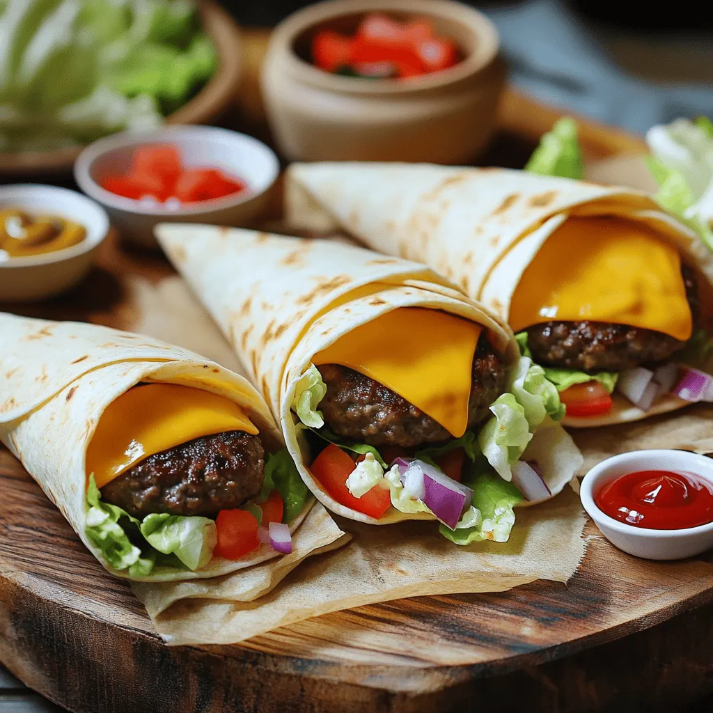 Grilled Cheeseburger Wrapsleckere und einfache Mahlzeit