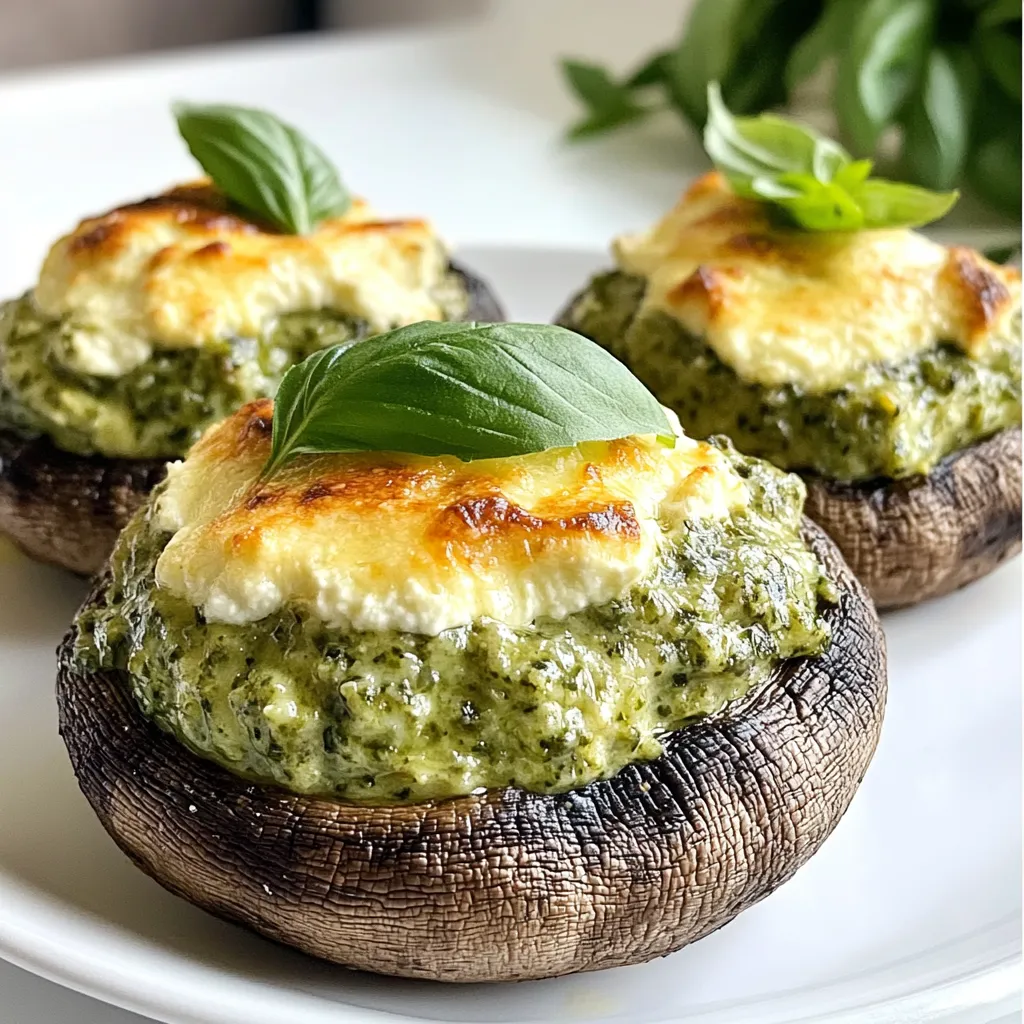 Pesto Ricotta Stuffed Mushrooms Lecker und Einfach