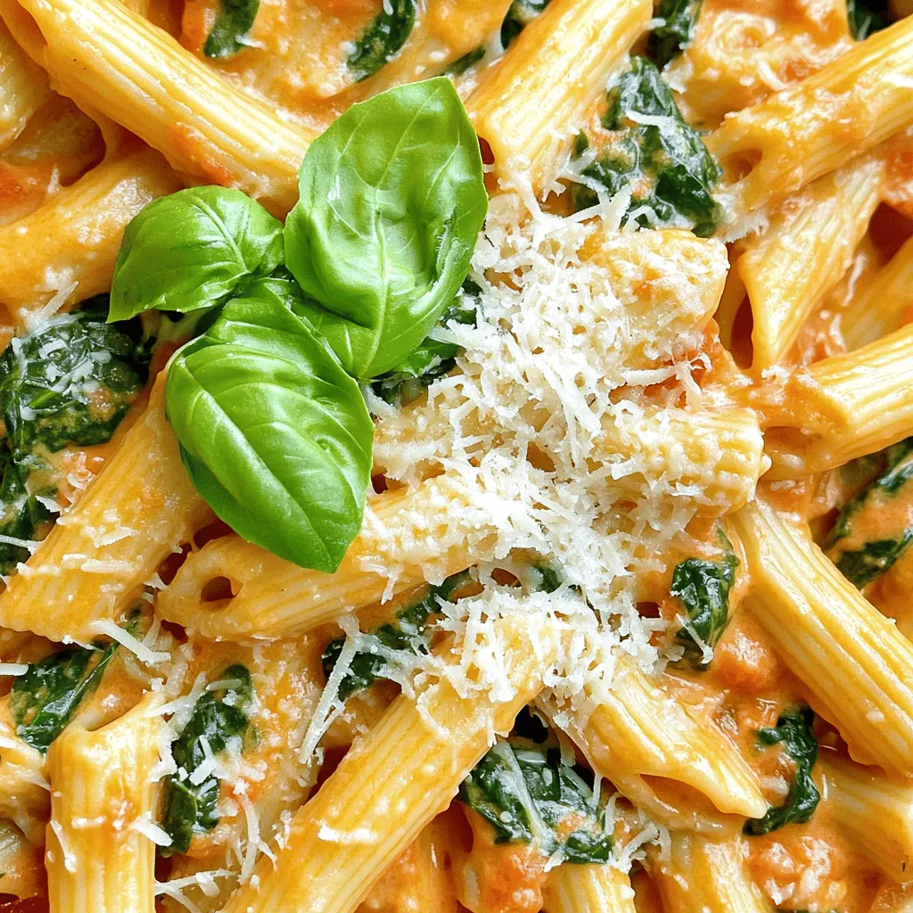 Cremige Tomaten-Spinat-Pasta köstlich und einfach