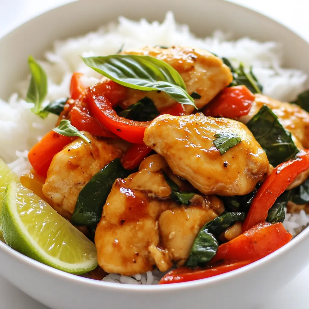Scharfes Thai Basilikum Hühnchen leicht zubereiten