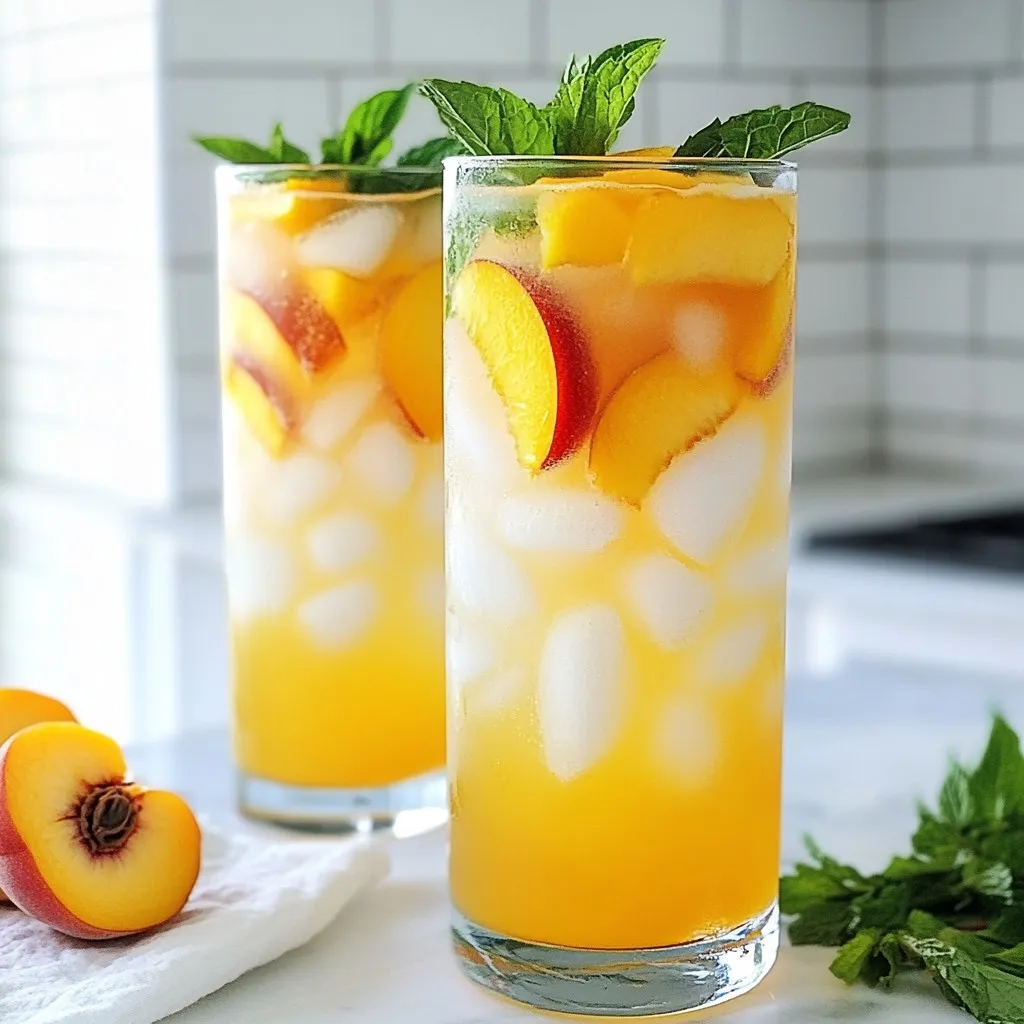 Ginger Peach Kombucha Mocktail Einfaches Genussrezept