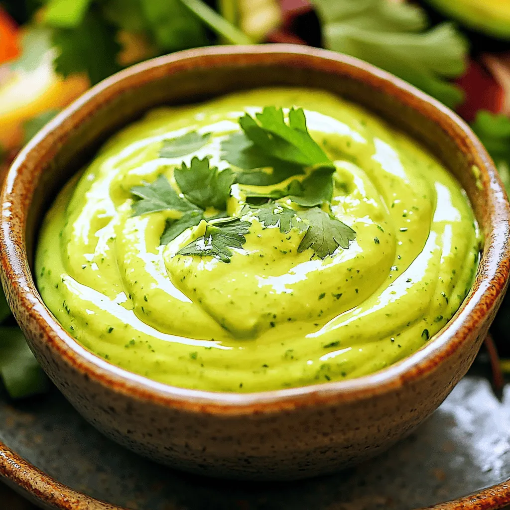 Creamy Avocado Cilantro Dressing Frisch und Lecker