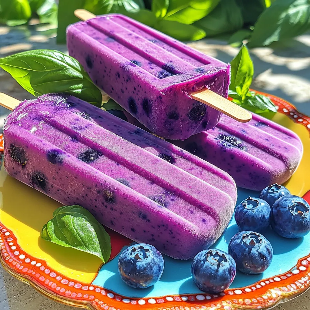 Blaubeeren Basilikum Limonade Popsicles Frisch und Lecker