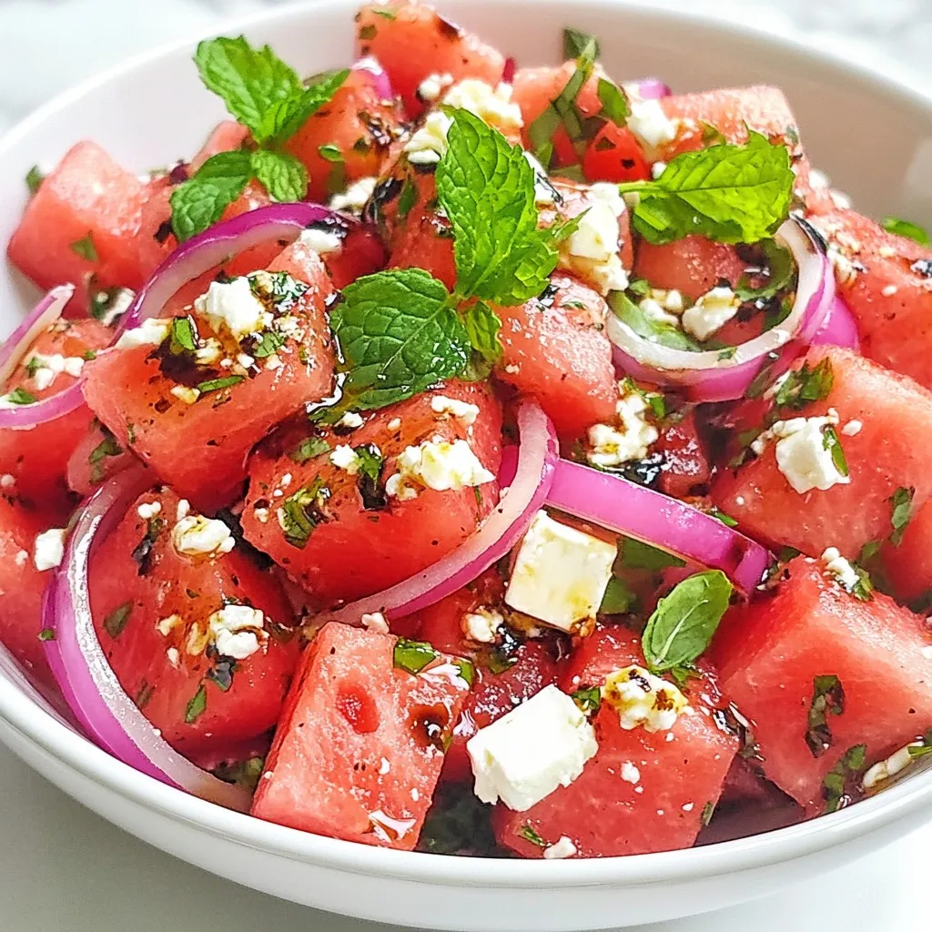 Wassermelonen-Feta-Minz-Salat Frisch und Aromatisch