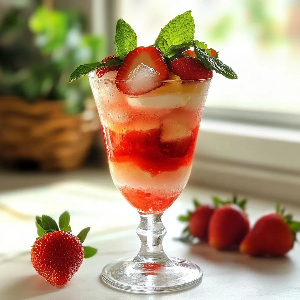 Sparkling Strawberry Rose Mocktail Frisch und Spritzig