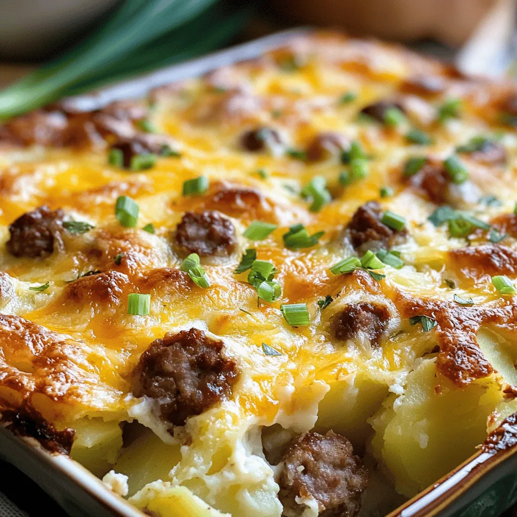 - 500 g gefrorene Kartoffelwürfel - 300 g Bratwurst - 6 große Eier - 200 g Frischkäse - 100 g geriebener Käse