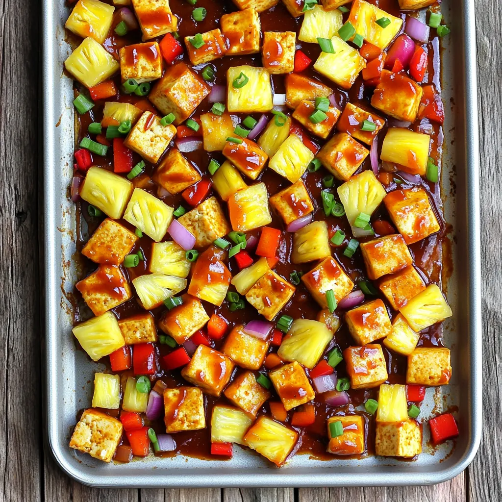 Sheet Pan BBQ Tofu Pineapple Einfaches Rezept