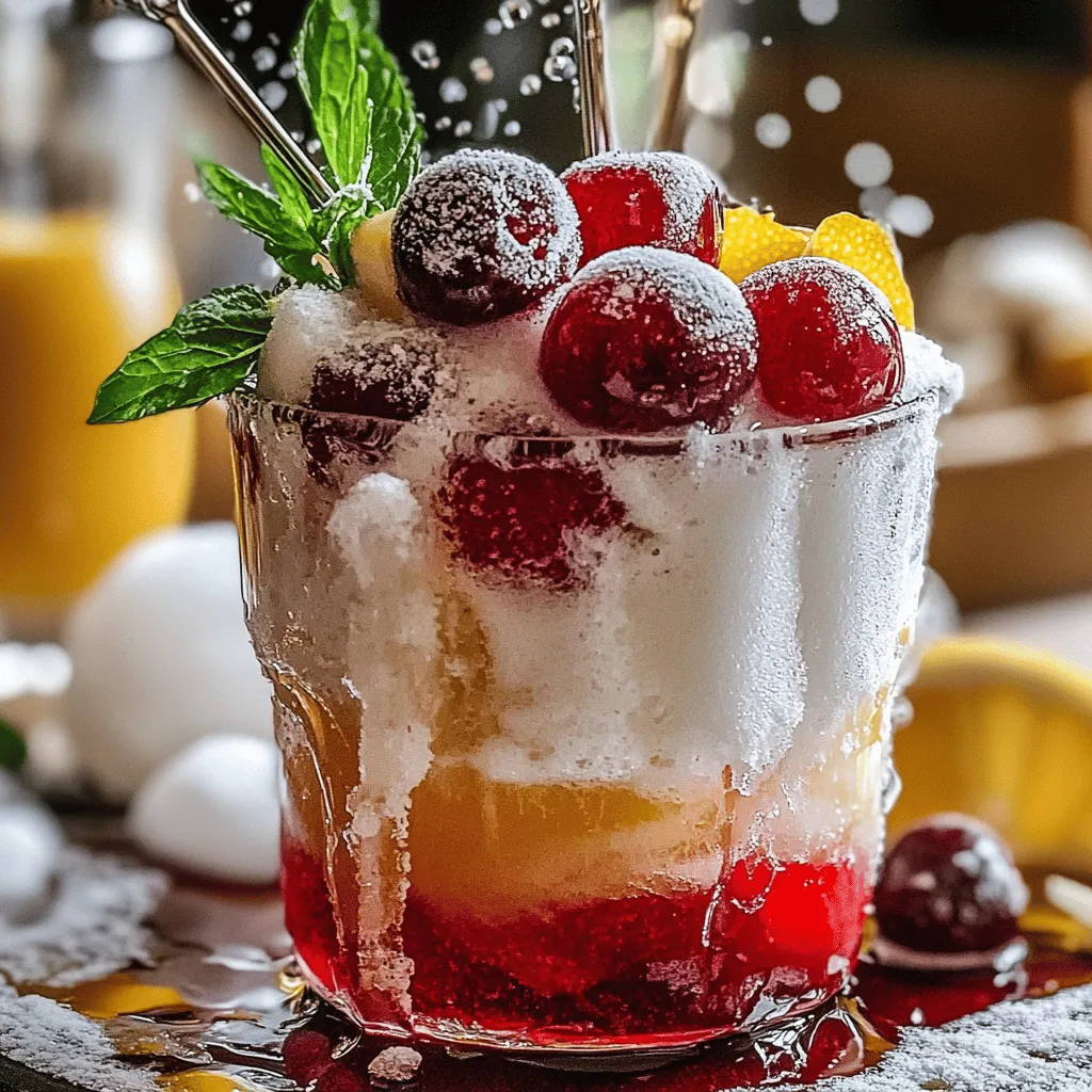 Um Cherry Italian Cream Sodas zu machen, brauchst du frische Kirschen und ein paar einfache Zutaten. Du kannst die Kirschen leicht vorbereiten. Beginne, indem du sie entkernst und halbierst. In einer kleinen Schüssel mischst du die Kirschen mit Kirschsirup. Lass sie dann kurz stehen, damit sie den Sirup aufnehmen.