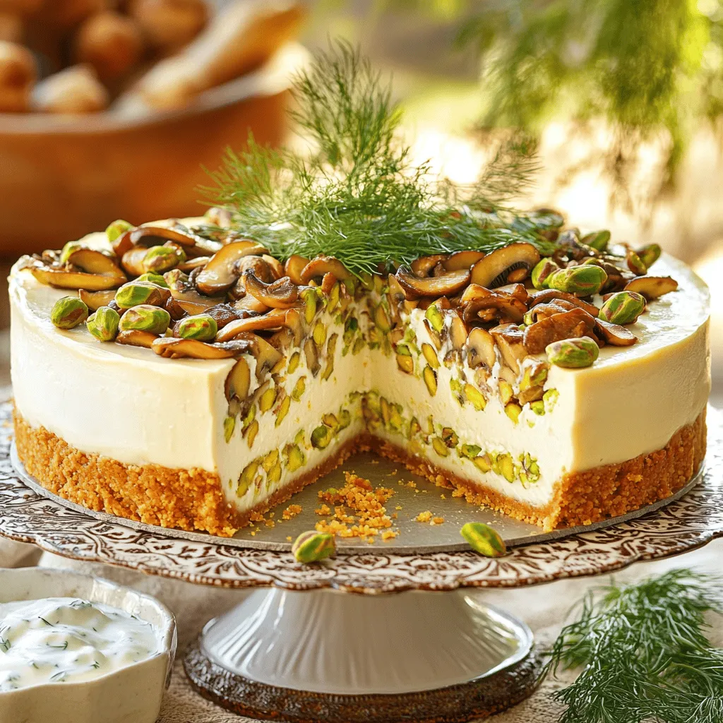 Pistachio and Mushroom Cheesecake mit leckerem Boden