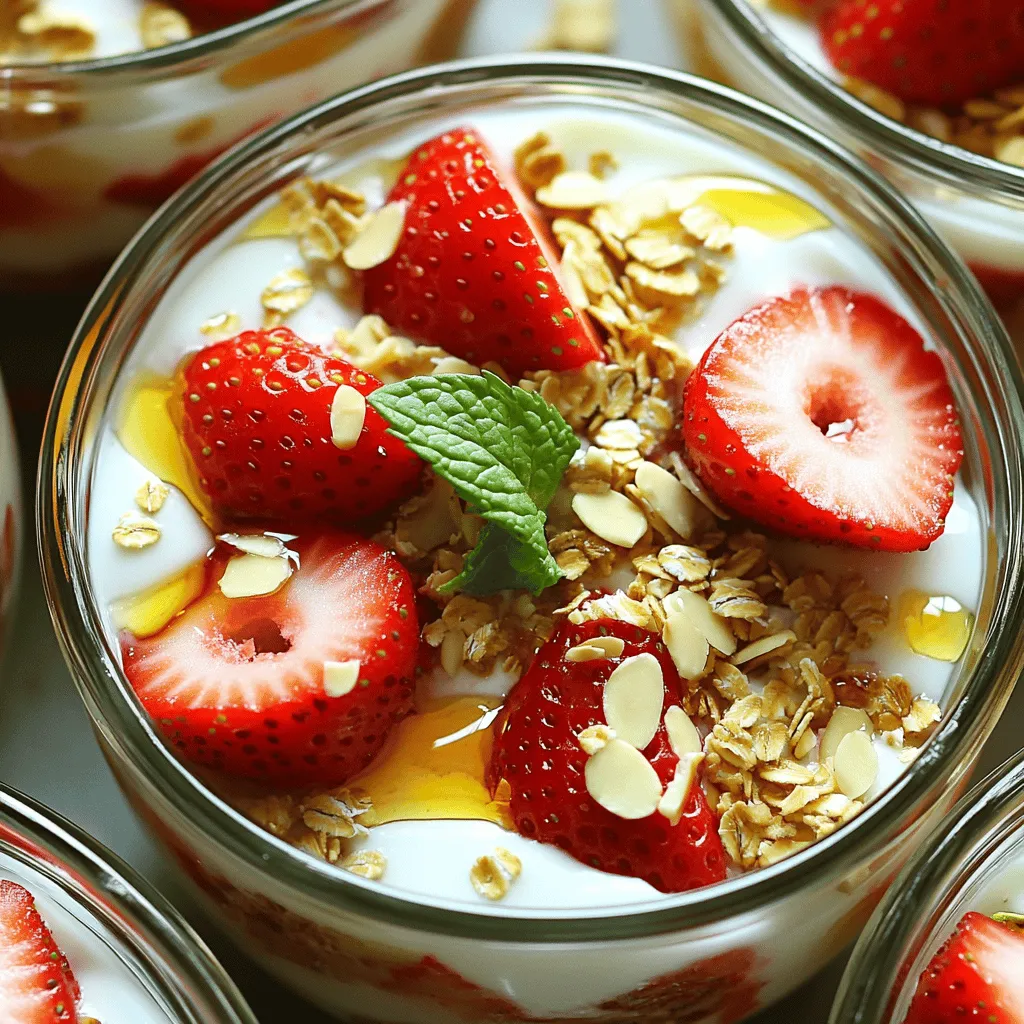 Für einen leckeren Fresh Strawberry Yum Yum brauchst du: - 500 g frische Erdbeeren, gewaschen und entstielt - 200 g griechischer Joghurt - 100 g Honig oder Agavensirup - 1 Teelöffel Vanilleextrakt - 50 g Haferflocken - 30 g gehackte Mandeln oder Walnüsse - Frische Minzblätter zum Garnieren