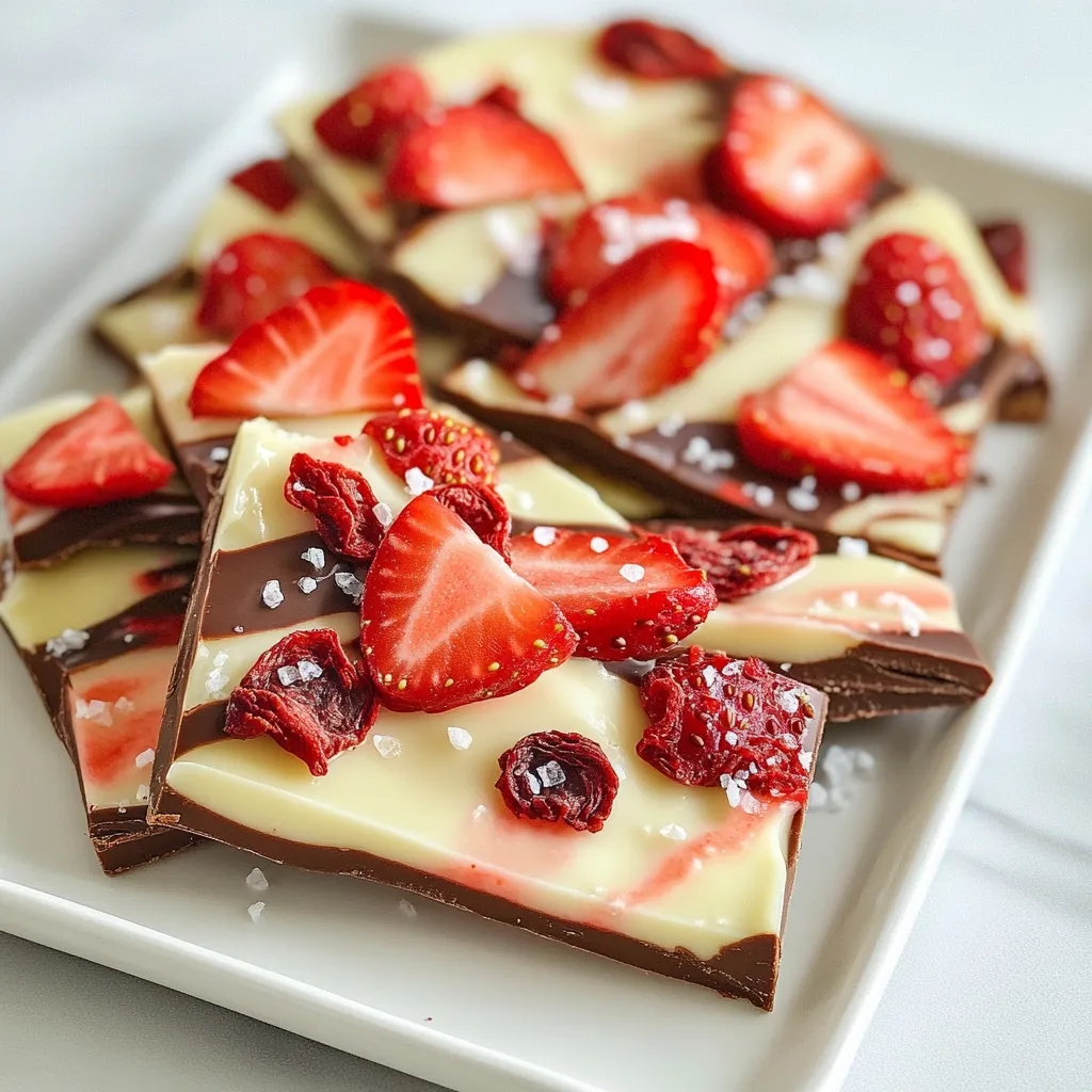 Schokoladenüberzogene Erdbeerbark Einfache Leckerei