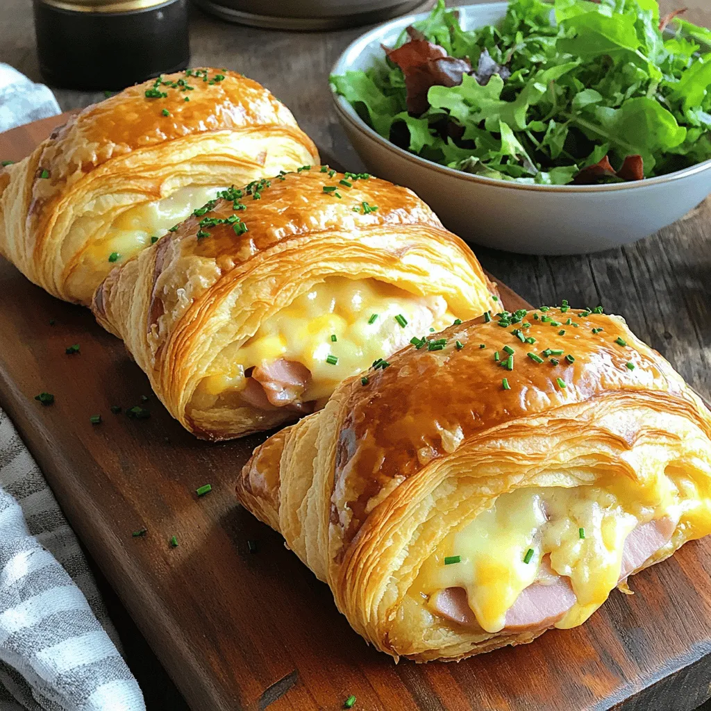 Herzhafte gebackene Schinken und Käse Croissants Rezept