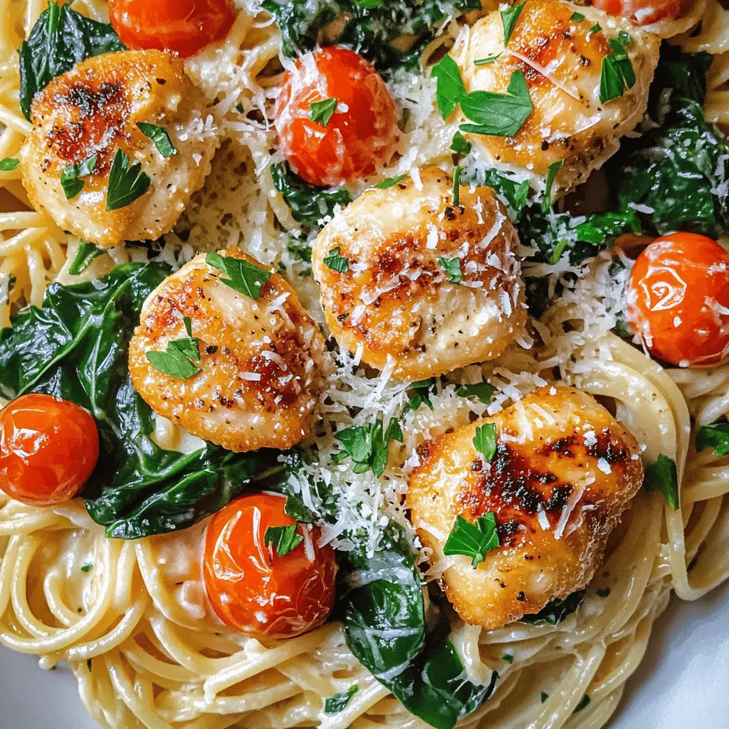 Knoblauchbutter-Hühnchenbissen mit Parmesan-Nudeln