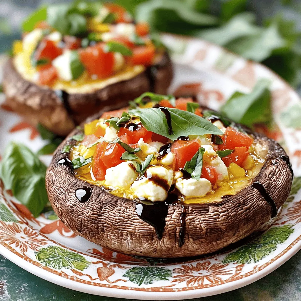 Portobello-Pilze gefüllt mit köstlicher Caprese-Füllung