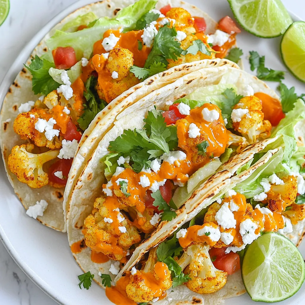 Spicy Buffalo Cauliflower Tacos mit frischen Toppings