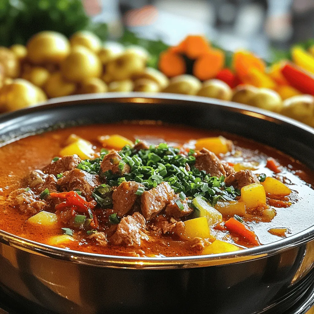 Um ein einfaches Gulasch zu kochen, brauchen Sie frische Zutaten. Für das Rezept benötigen Sie 800 g Rindfleisch, zwei große Zwiebeln, zwei Knoblauchzehen, zwei Paprika, drei große Karotten und vier Kartoffeln. Sie brauchen außerdem zwei Esslöffel Paprikapulver, einen Esslöffel Kreuzkümmel, zwei Esslöffel Tomatenmark, einen Liter Rinderbrühe und zwei Lorbeerblätter. Salz, Pfeffer und frische Petersilie sind die letzten Zutaten.