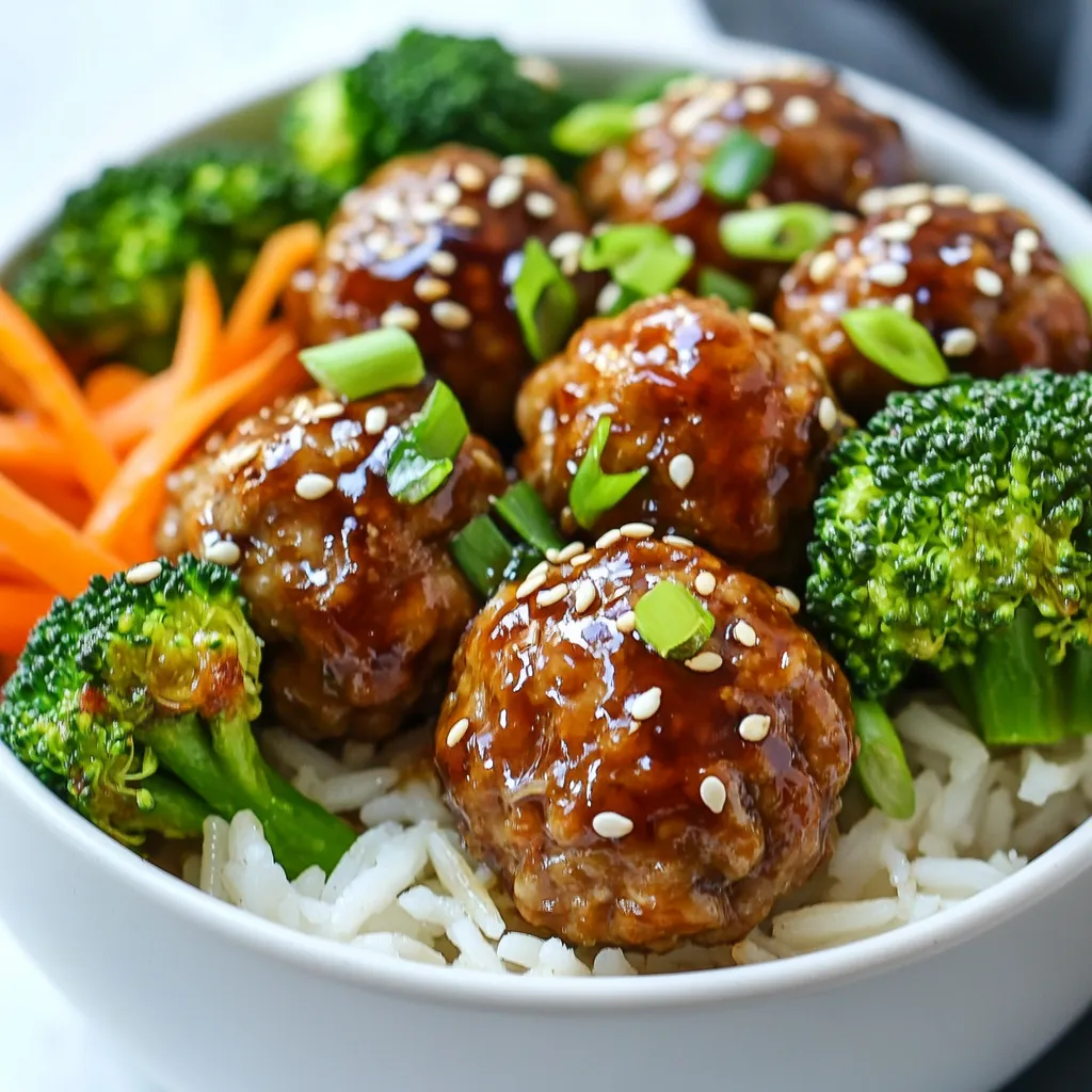 Teriyaki Glazed Meatball Bowls Einfaches Rezept