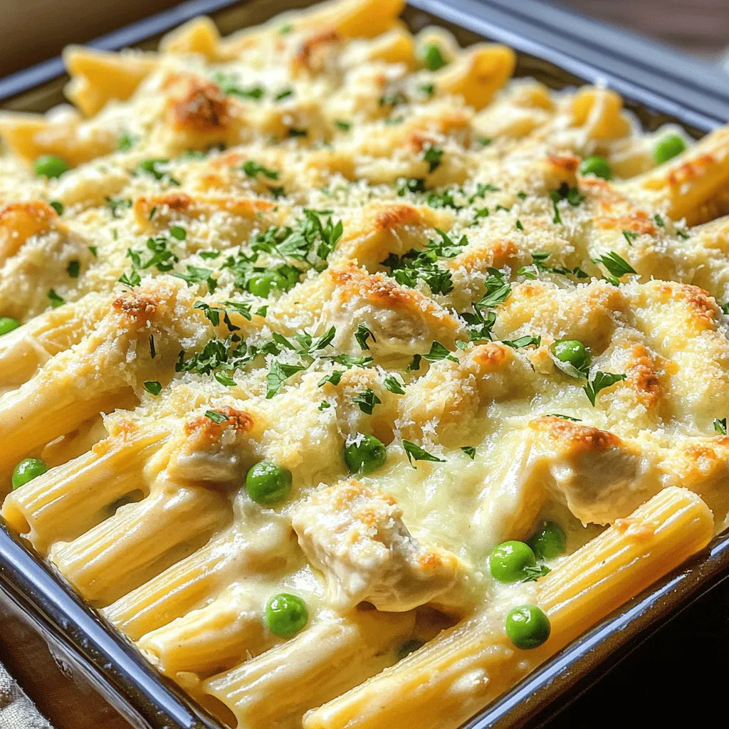 Einfaches Chicken Alfredo Pasta Bake Rezept für Genuss