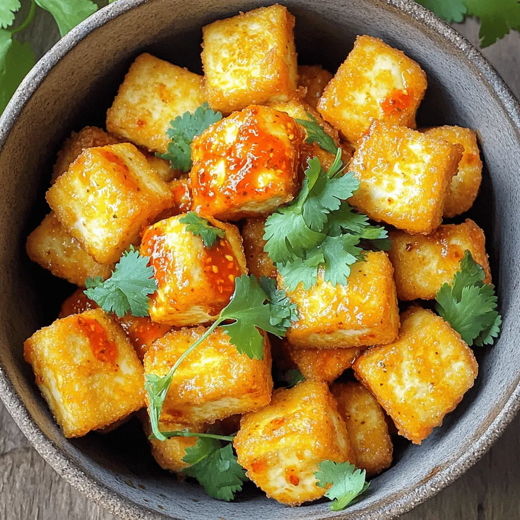 Air Fryer Sriracha Garlic Tofu Nuggets Knusprig Lecker