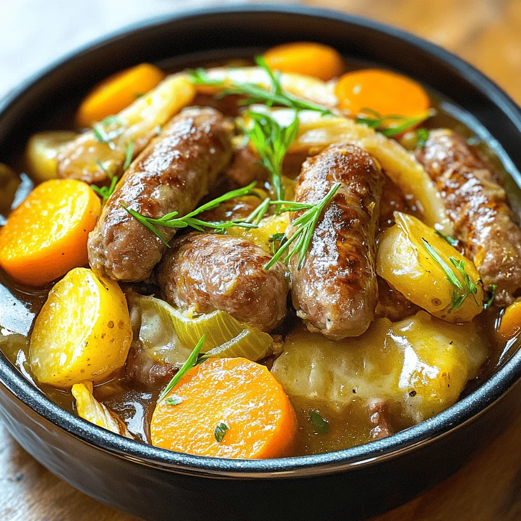Das traditionelle Dublin Coddle ist ein herzhaftes Gericht. Es enthält leckere Zutaten, die gut zusammenpassen. Die Basis sind grobe Bratwürste, die den Geschmack prägen. Diese Würste bringen eine tolle Würze in die Mischung.