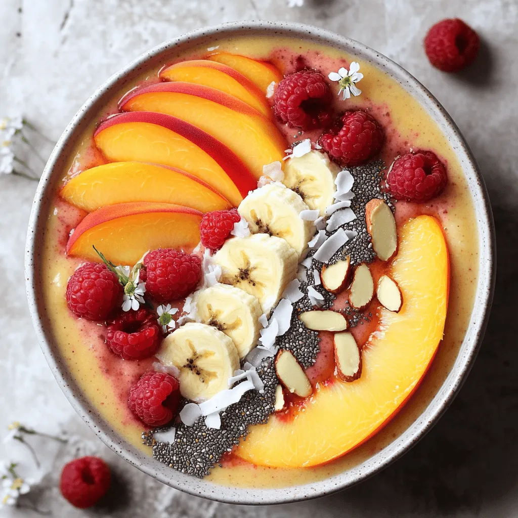Peach Melba Smoothie Bowl Frisch und Lecker Genießen