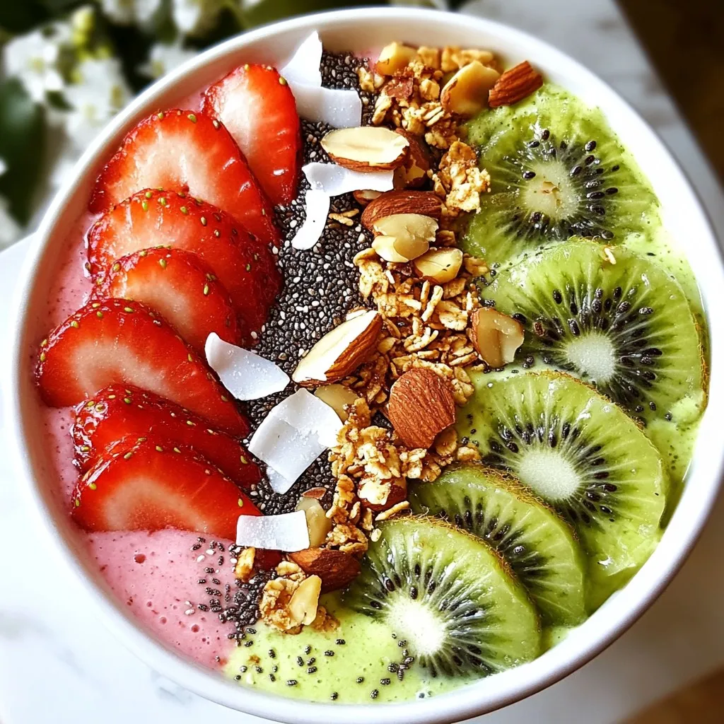 Erdbeer Kiwi Smoothie Bowl Frisch und Fruchtig