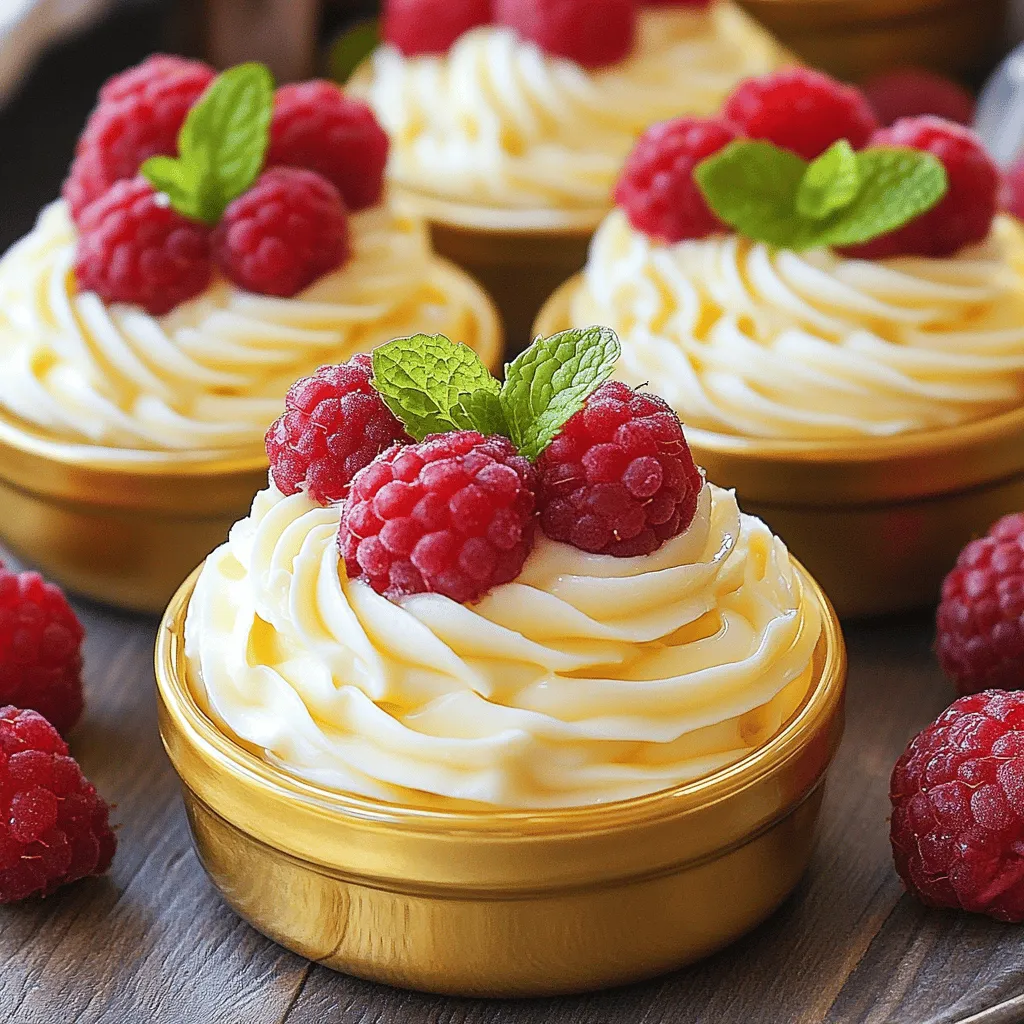 Leckere Vanillecreme-Törtchen mit frischen Himbeeren