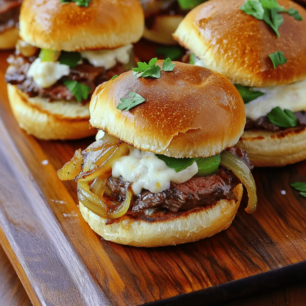 Philly Cheesesteak Sliders sind kleine Sandwiches, gefüllt mit zartem Rindfleisch, Käse und Gemüse. Sie sind perfekt für Partys oder als Snack. Jeder Biss ist voll von Geschmack. Die Kombination aus saftigem Fleisch und geschmolzenem Käse macht sie unwiderstehlich. Diese Sliders sind einfach zu essen und ideal für Fingerfood-Liebhaber.