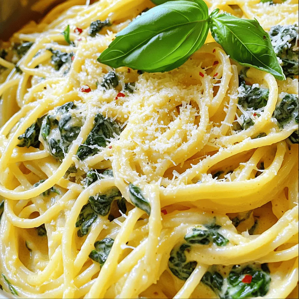 Cremige Knoblauch-Spinat-Nudeln Einfach und Köstlich