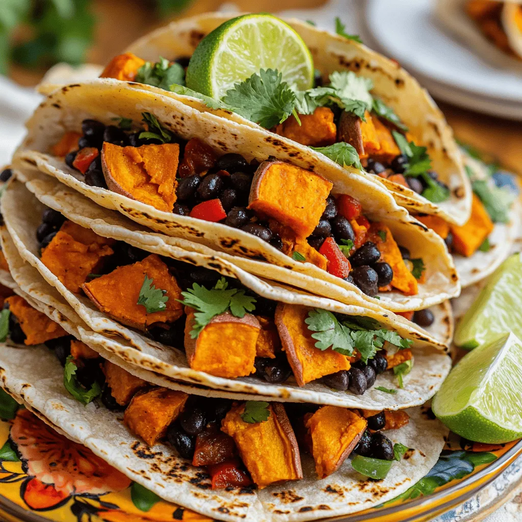 Köstliche Süßkartoffel- und Schwarze-Bohnen-Tacos
