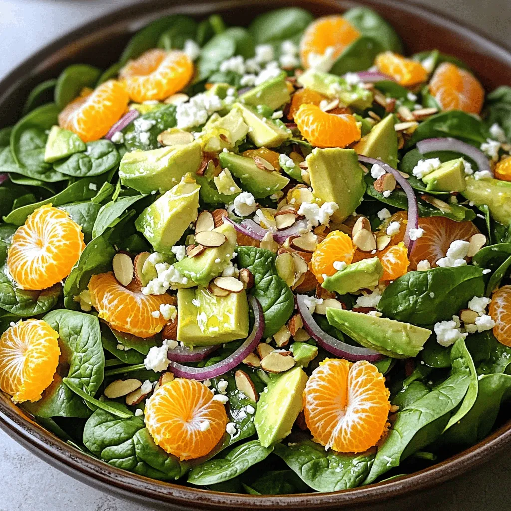 Mandarinenorange Spinat Salat Frisch und Knackig
