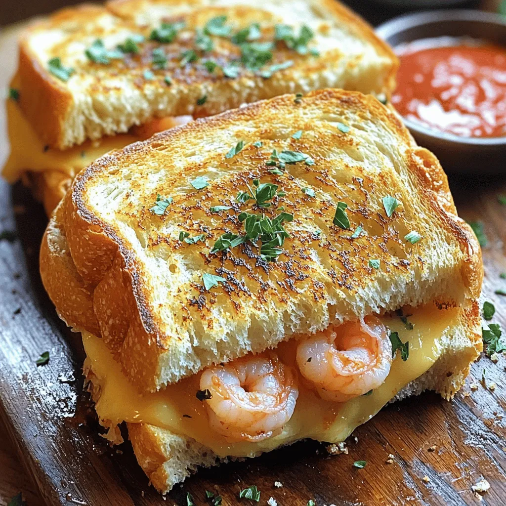 Cheesy Garlic Bread Shrimp Grilled Cheese Rezept