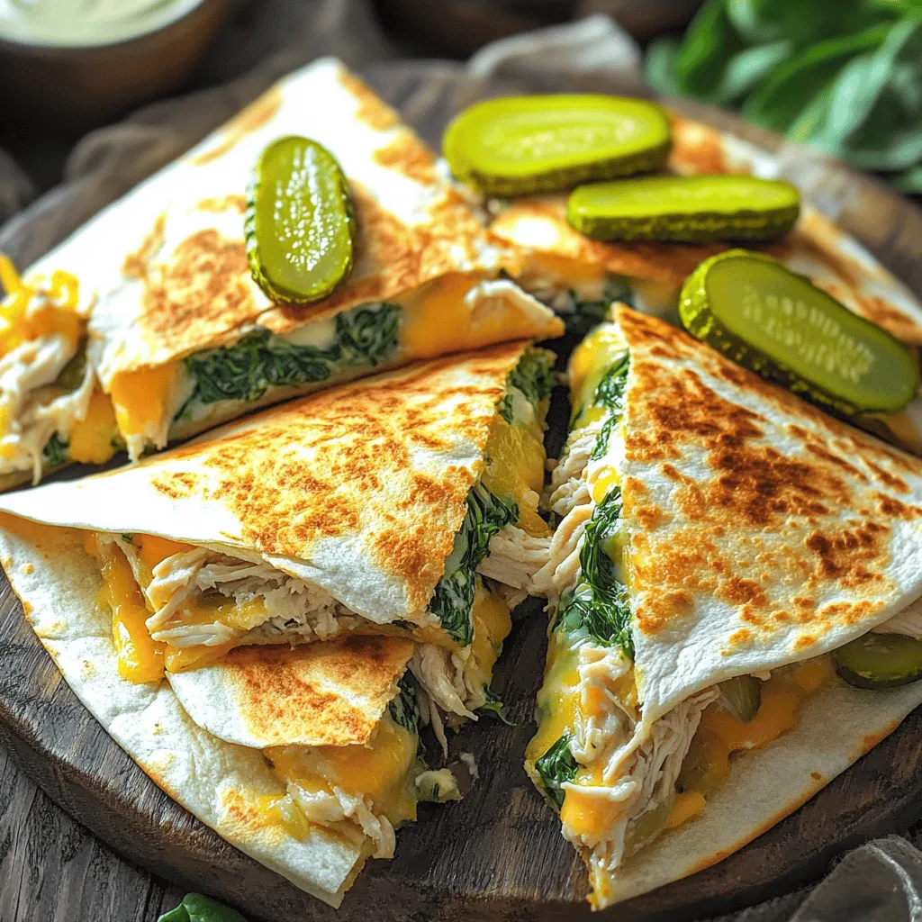 Pickle Ranch Chicken and Spinach Quesadillas lecker
