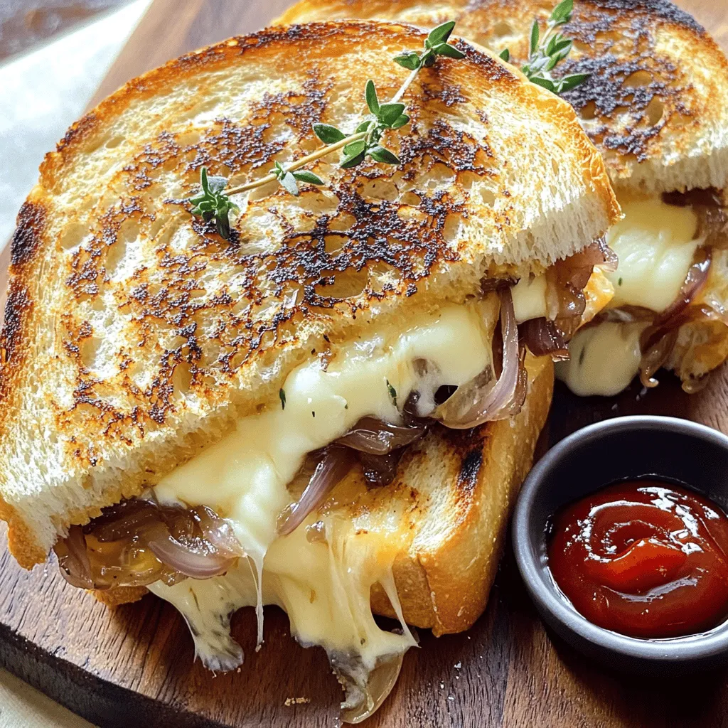 - 4 Scheiben Sauerteigbrot - 1 große Zwiebel, dünn geschnitten - 2 Esslöffel ungesalzene Butter