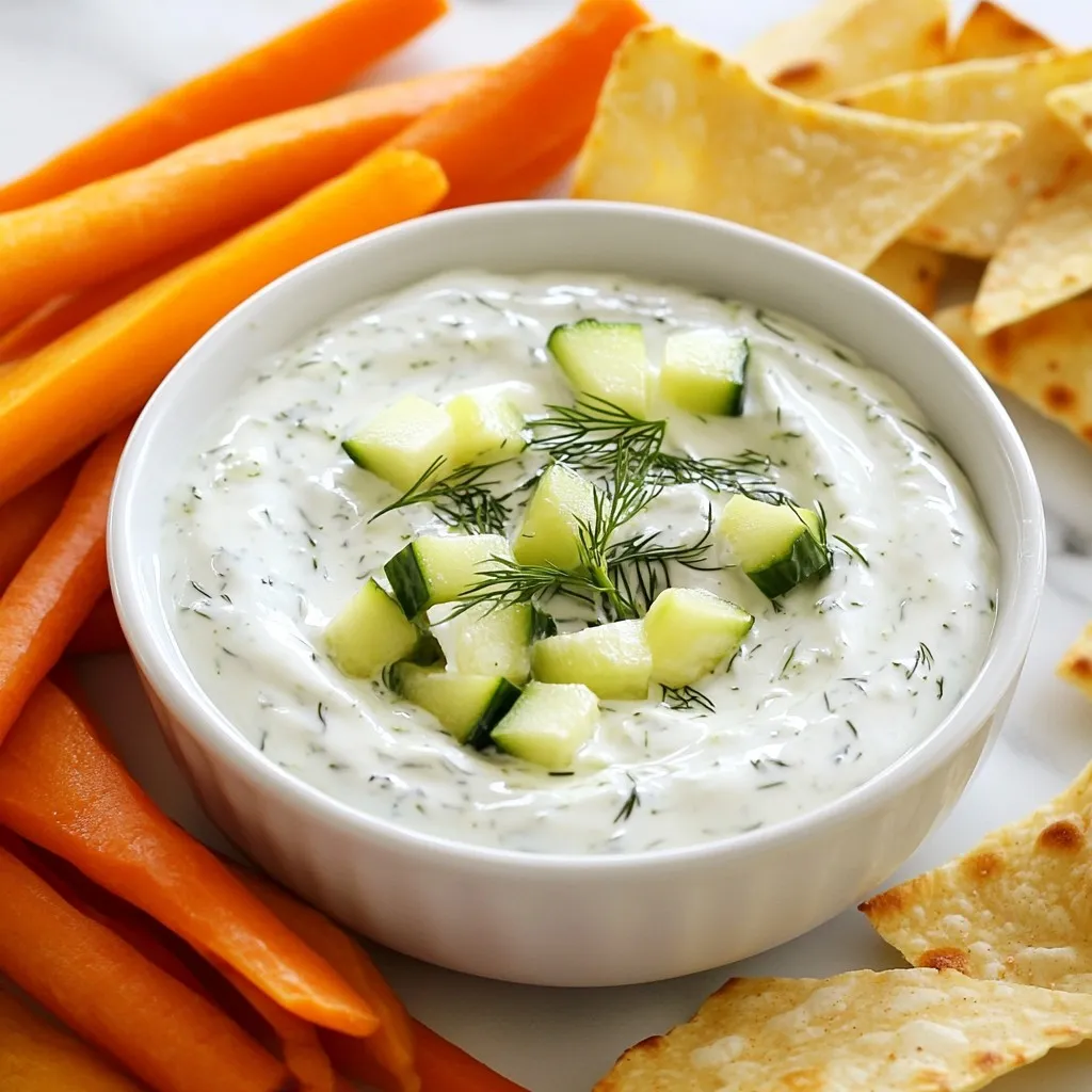 Cucumber Dill Greek Yogurt Dip Frisch und Lecker