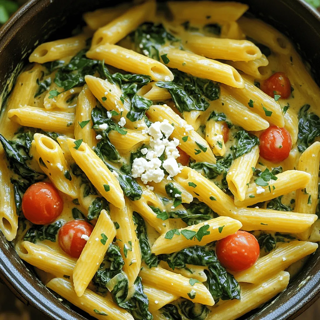 One-Pot Creamy Spinach Feta Pasta Schnelles Genusserlebnis