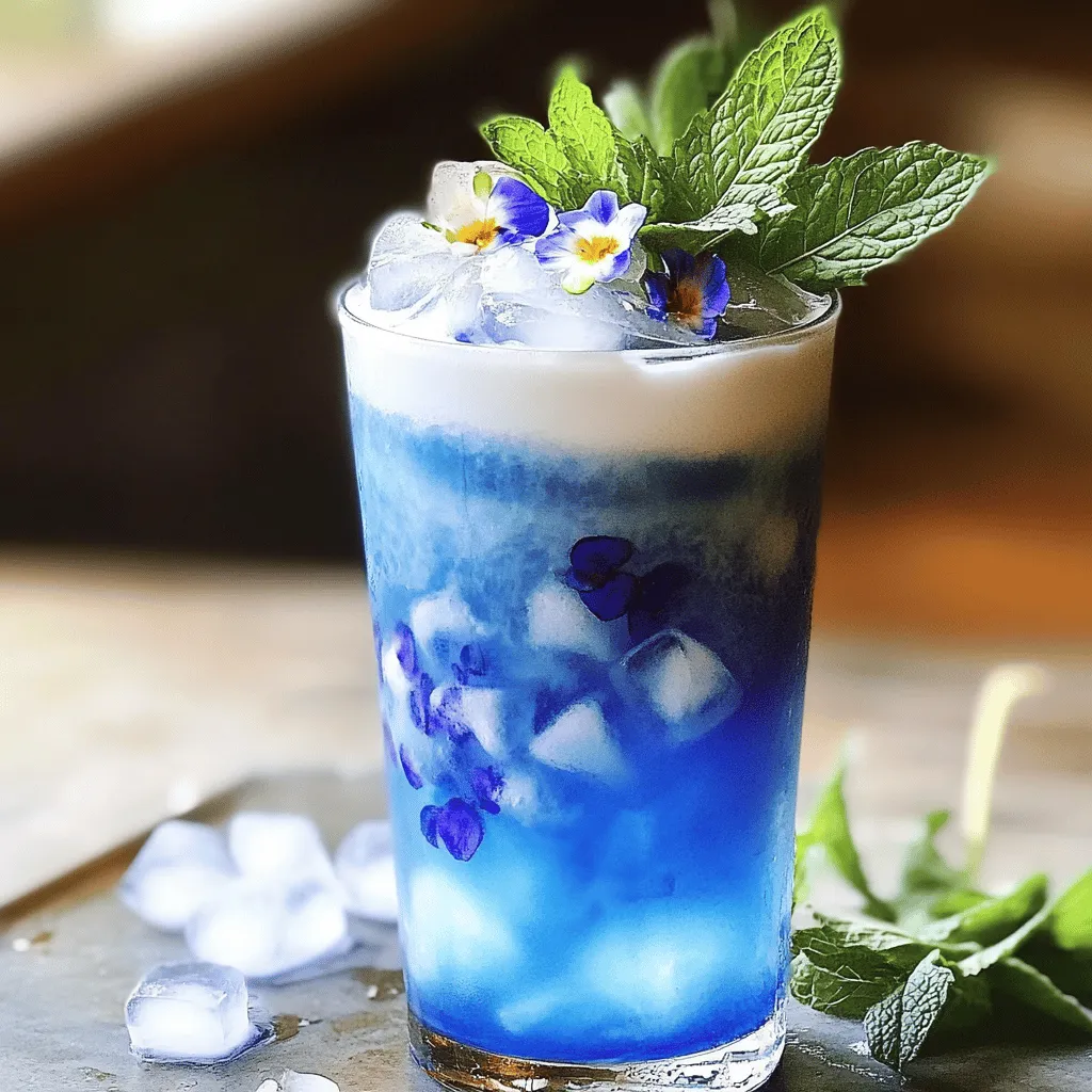 Um einen Iced Butterfly Pea Flower Tea Latte zuzubereiten, benötigst du frische Zutaten. Hier sind die notwendigen Bestandteile: