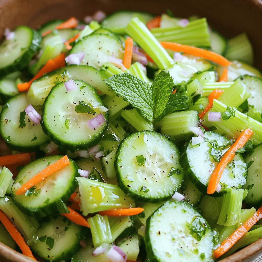 Crunchy Cucumber Carrot Celery Salad Frisch und Lecker