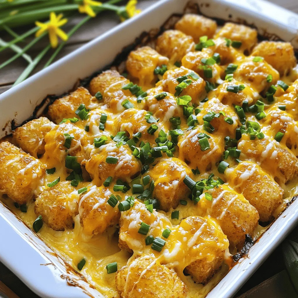 Die Hauptzutaten für dieses Gericht sind einfach und lecker. Wir brauchen 500g Hähnchenbrust, die wir in kleine Stücke schneiden. Hähnchen und Kartoffeln passen perfekt zusammen. Dann kommen 300g gefrorene Tater Tots dazu. Diese kleinen Kartoffelstücke bringen eine tolle Textur ins Gericht.