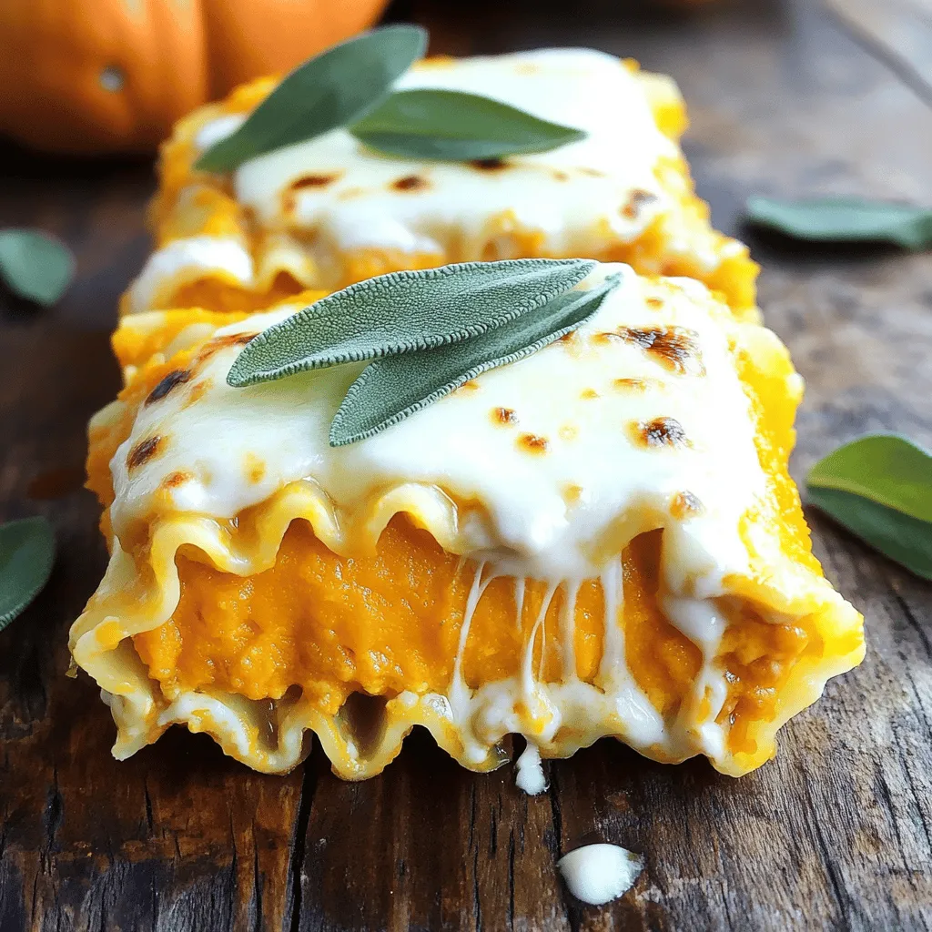 Roasted Pumpkin Sage Alfredo Lasagna Roll Ups Rezept