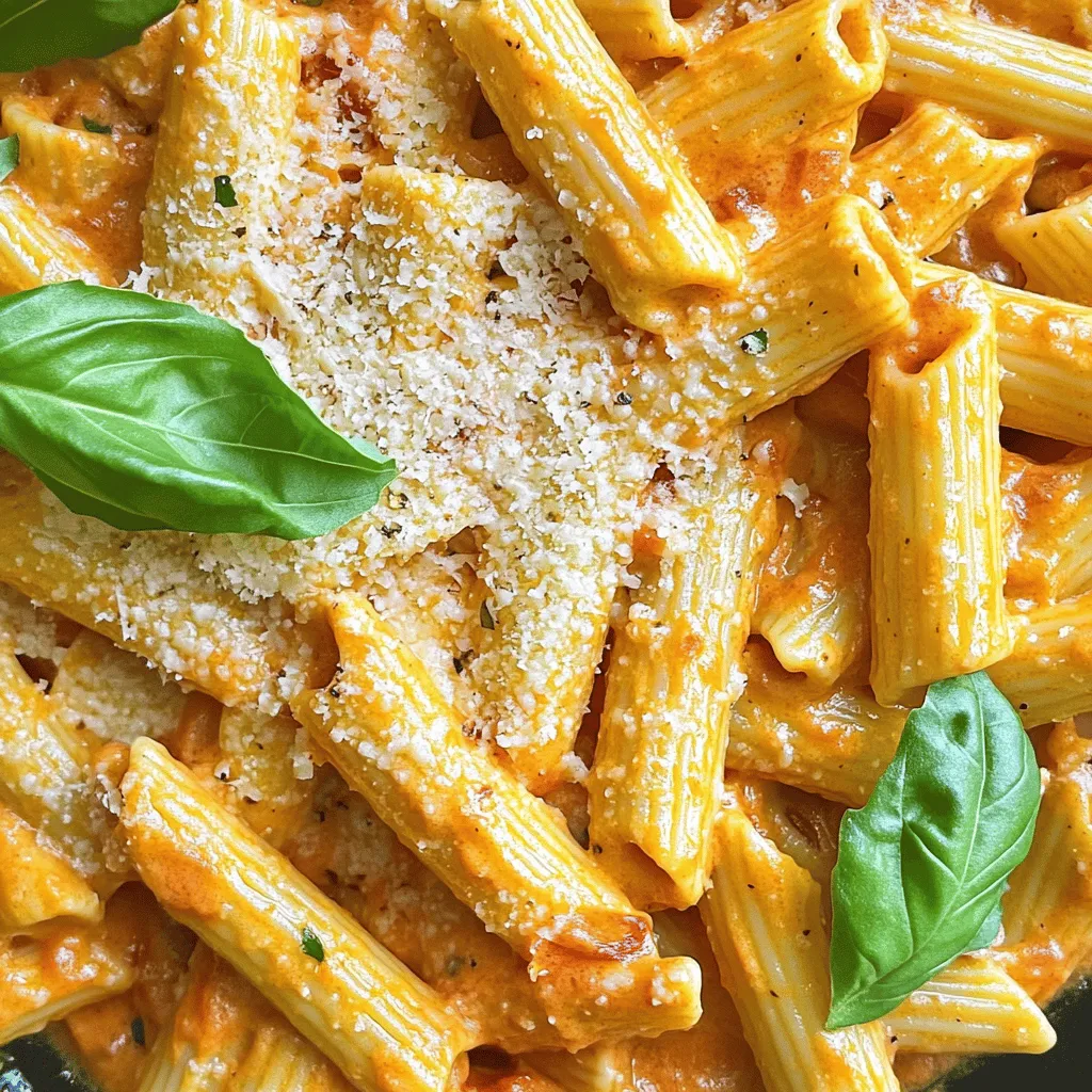 Cremige Pasta mit gerösteten roten Paprika Rezept