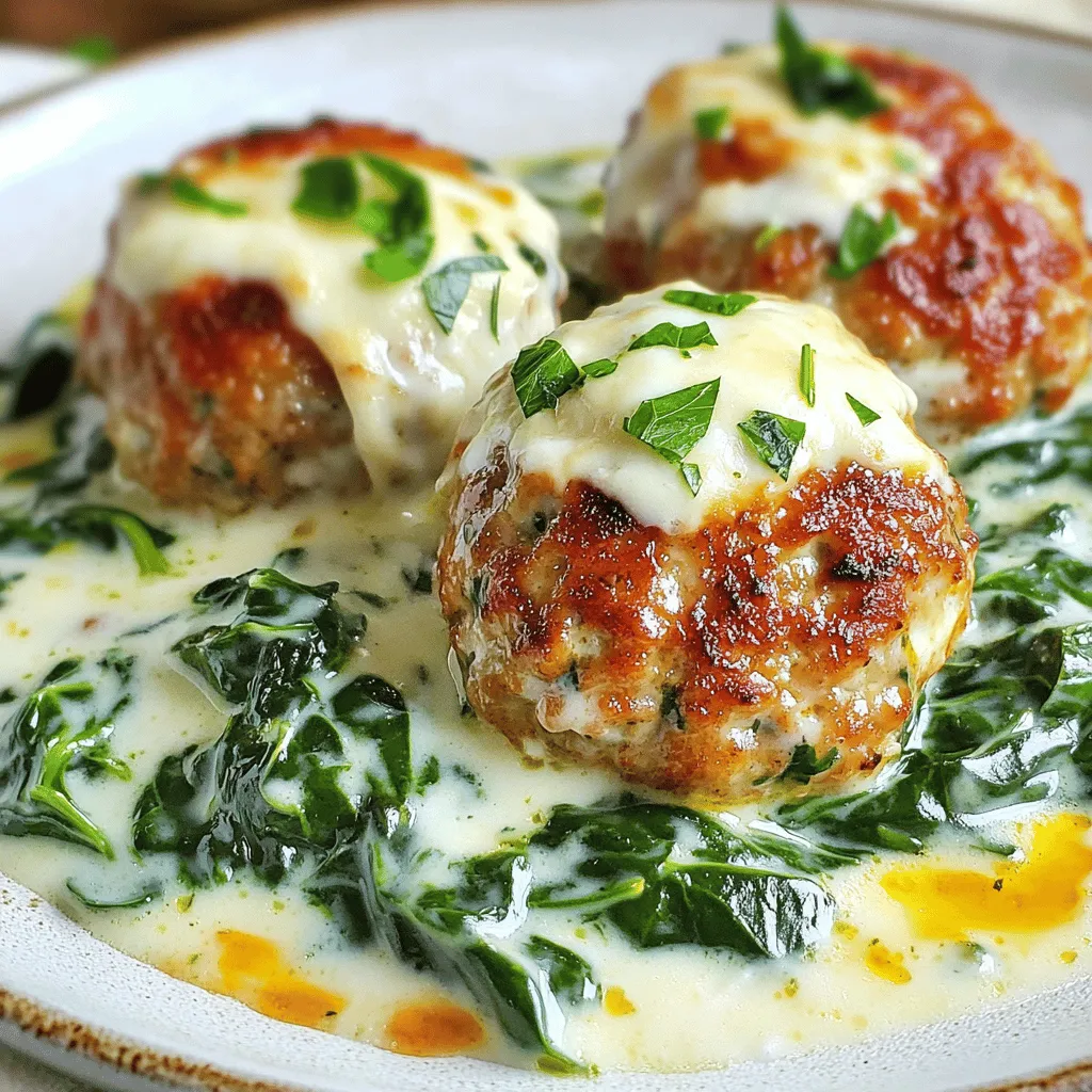 Hühner-Ricotta-Fleischbällchen in Spinatsauce Rezept